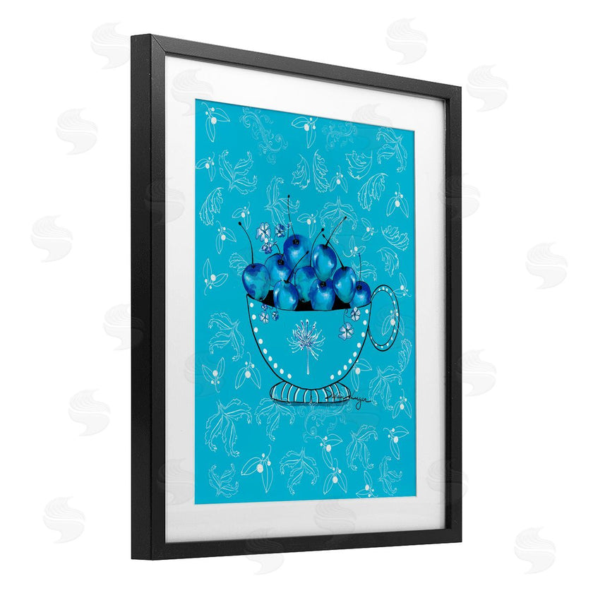 Susan Lugar | Blue Cherries Teacup on Florals