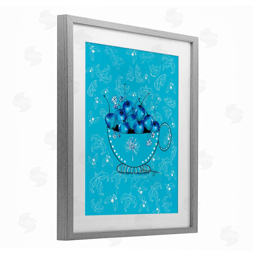 Susan Lugar | Blue Cherries Teacup on Florals