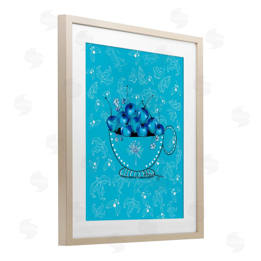 Susan Lugar | Blue Cherries Teacup on Florals