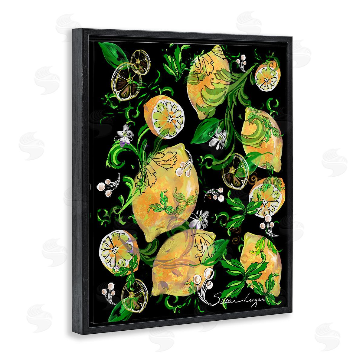 Susan Lugar Lemons And Acanthus Leaves Canvas Wall Art Print