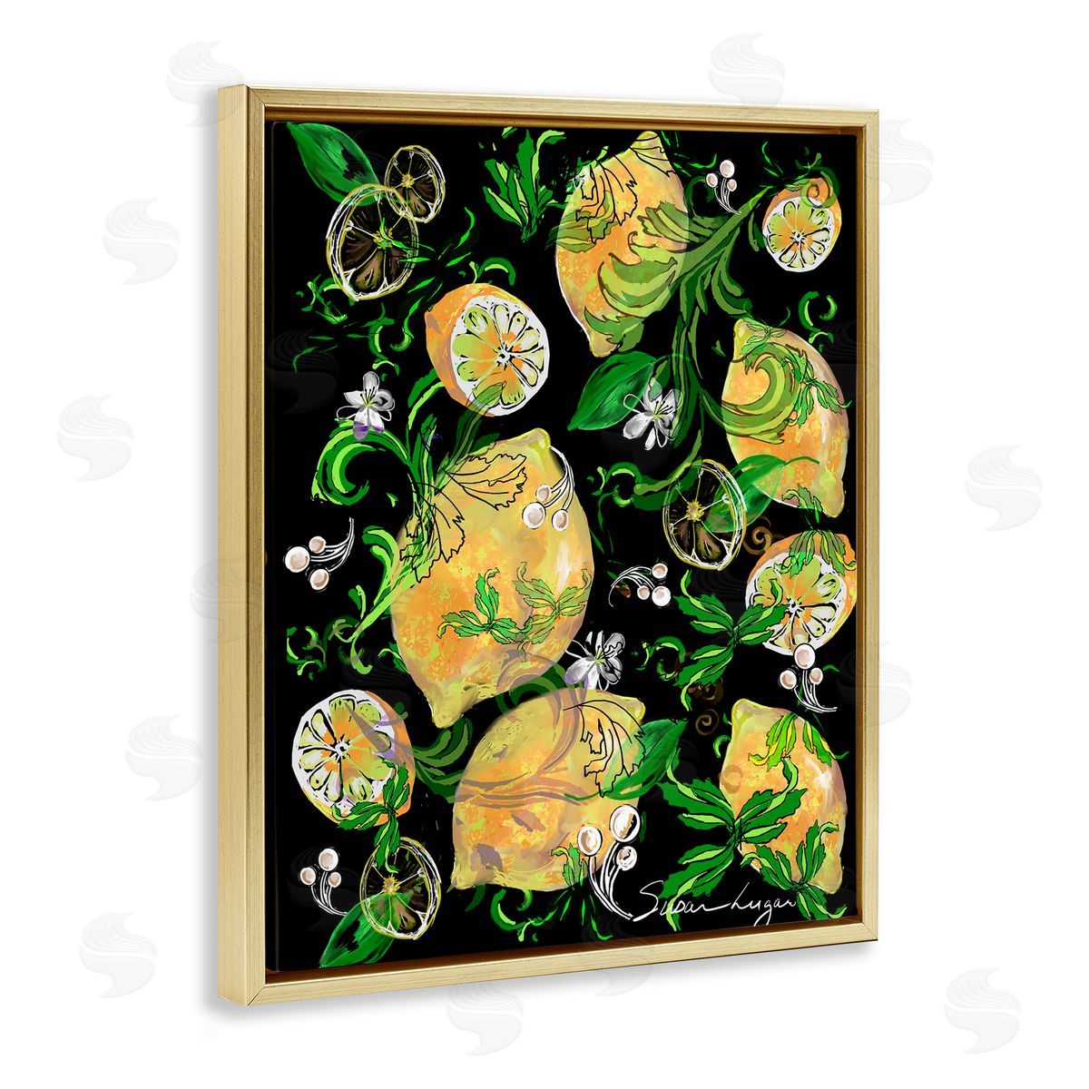 Susan Lugar Lemons And Acanthus Leaves Canvas Wall Art Print