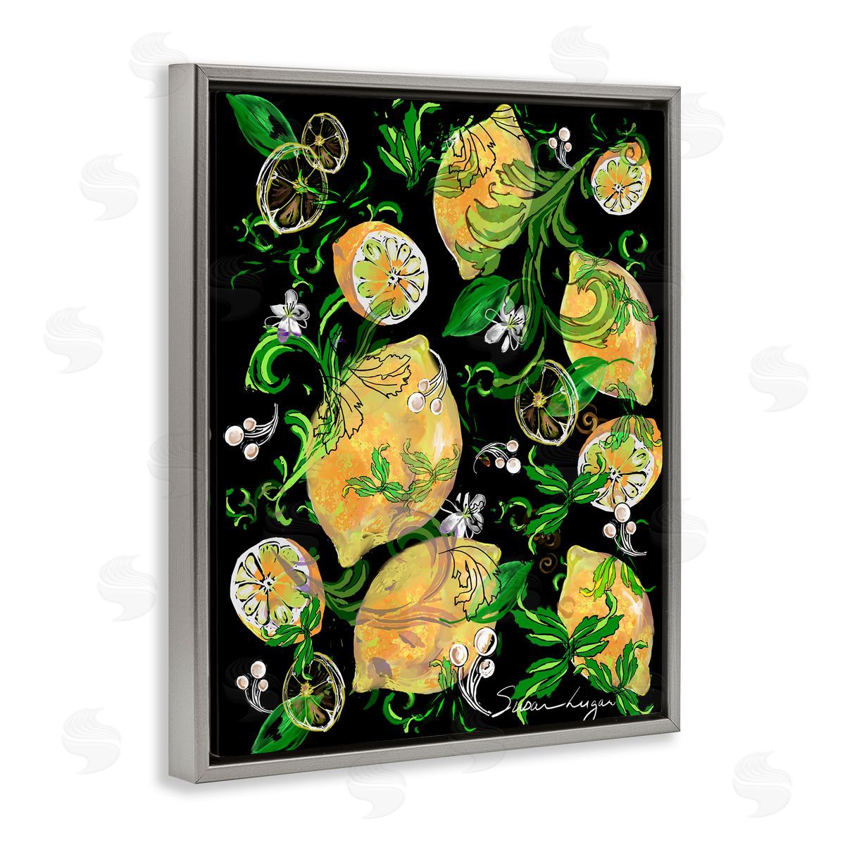 Susan Lugar Lemons And Acanthus Leaves Canvas Wall Art Print