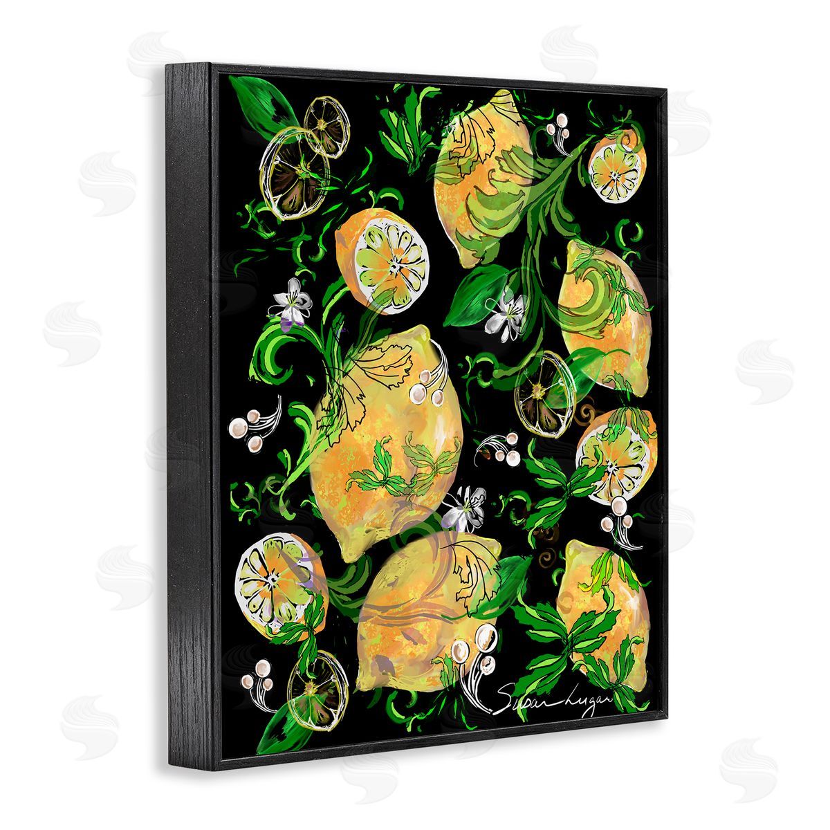 Susan Lugar Lemons And Acanthus Leaves Canvas Wall Art Print