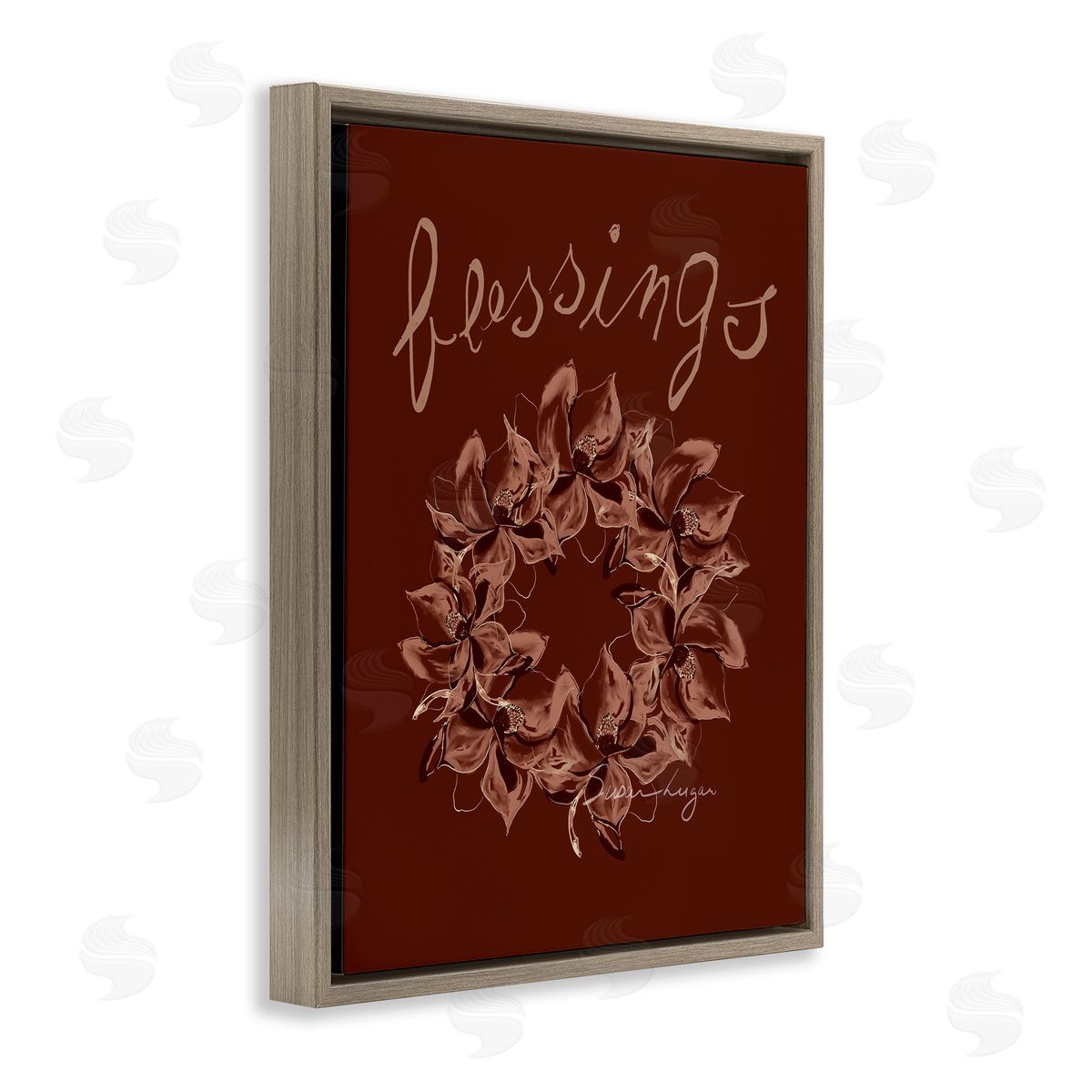 Susan Lugar Blessings Brown Autumn Wreath Canvas Wall Art Print
