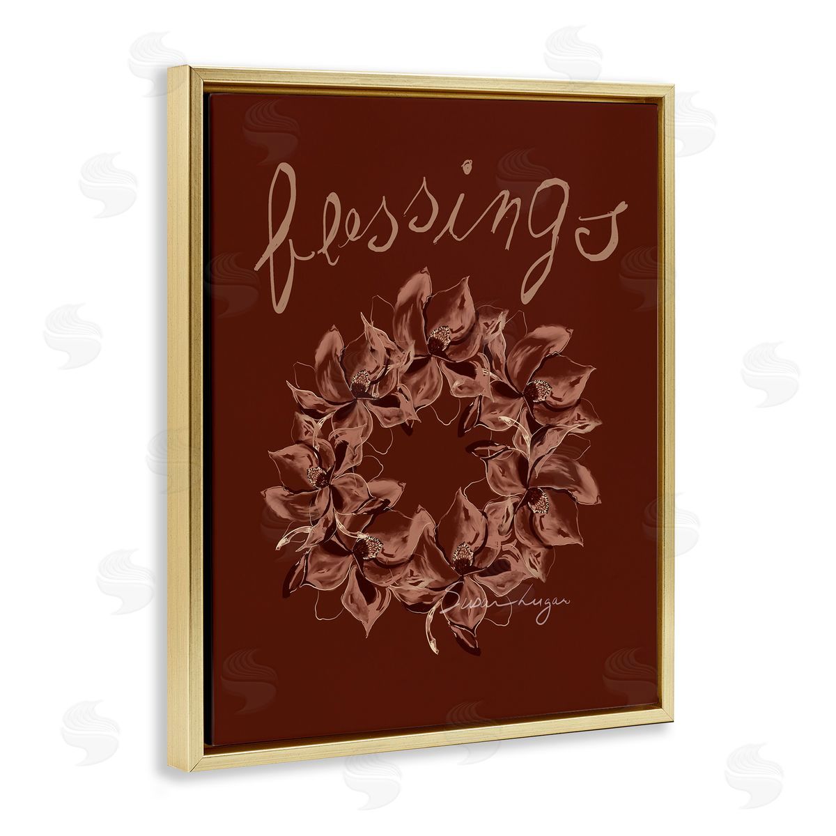 Susan Lugar Blessings Brown Autumn Wreath Canvas Wall Art Print