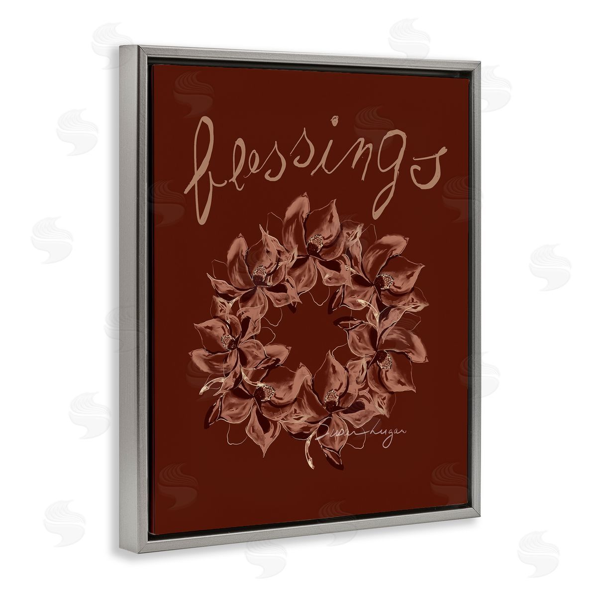 Susan Lugar Blessings Brown Autumn Wreath Canvas Wall Art Print
