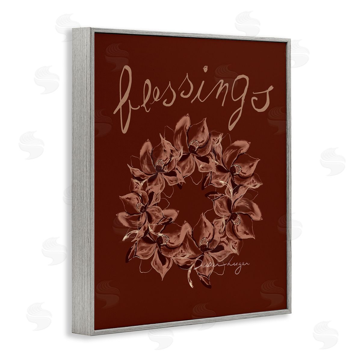 Susan Lugar Blessings Brown Autumn Wreath Canvas Wall Art Print