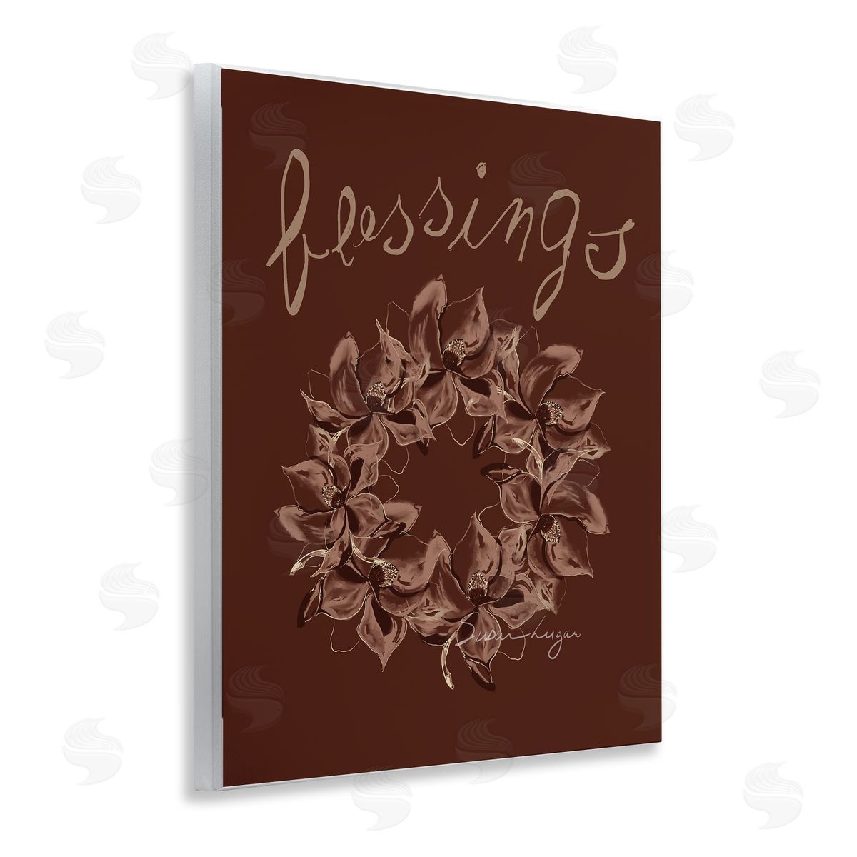 Susan Lugar Blessings Brown Autumn Wreath Canvas Wall Art Print