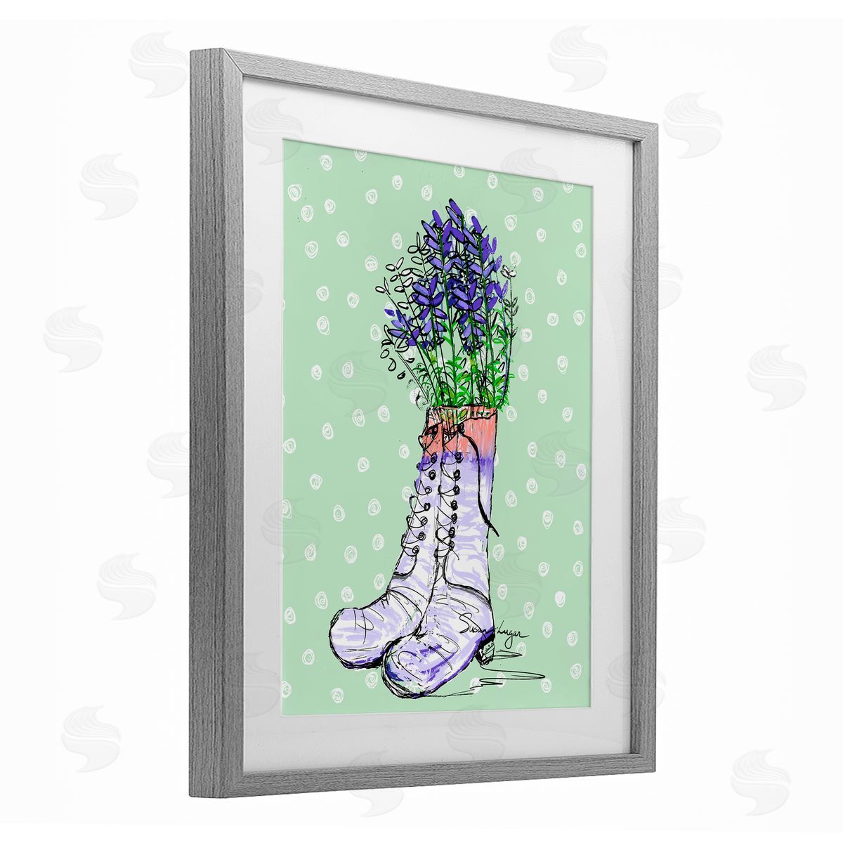 Susan Lugar Lavender Herb Boots Canvas Wall Art Print