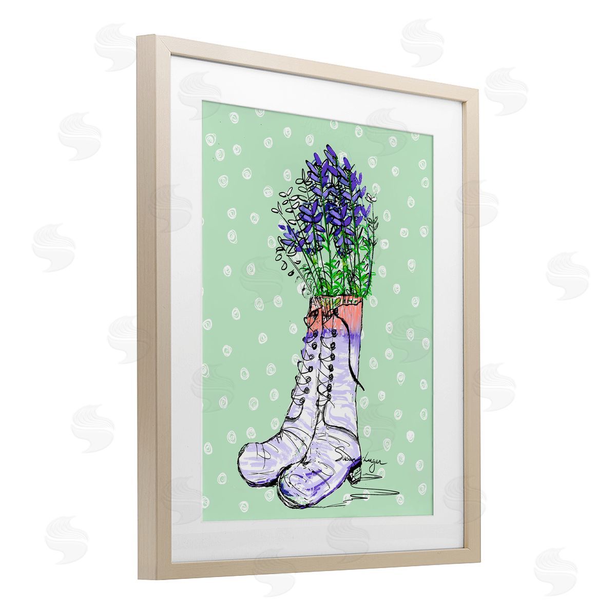 Susan Lugar Lavender Herb Boots Canvas Wall Art Print