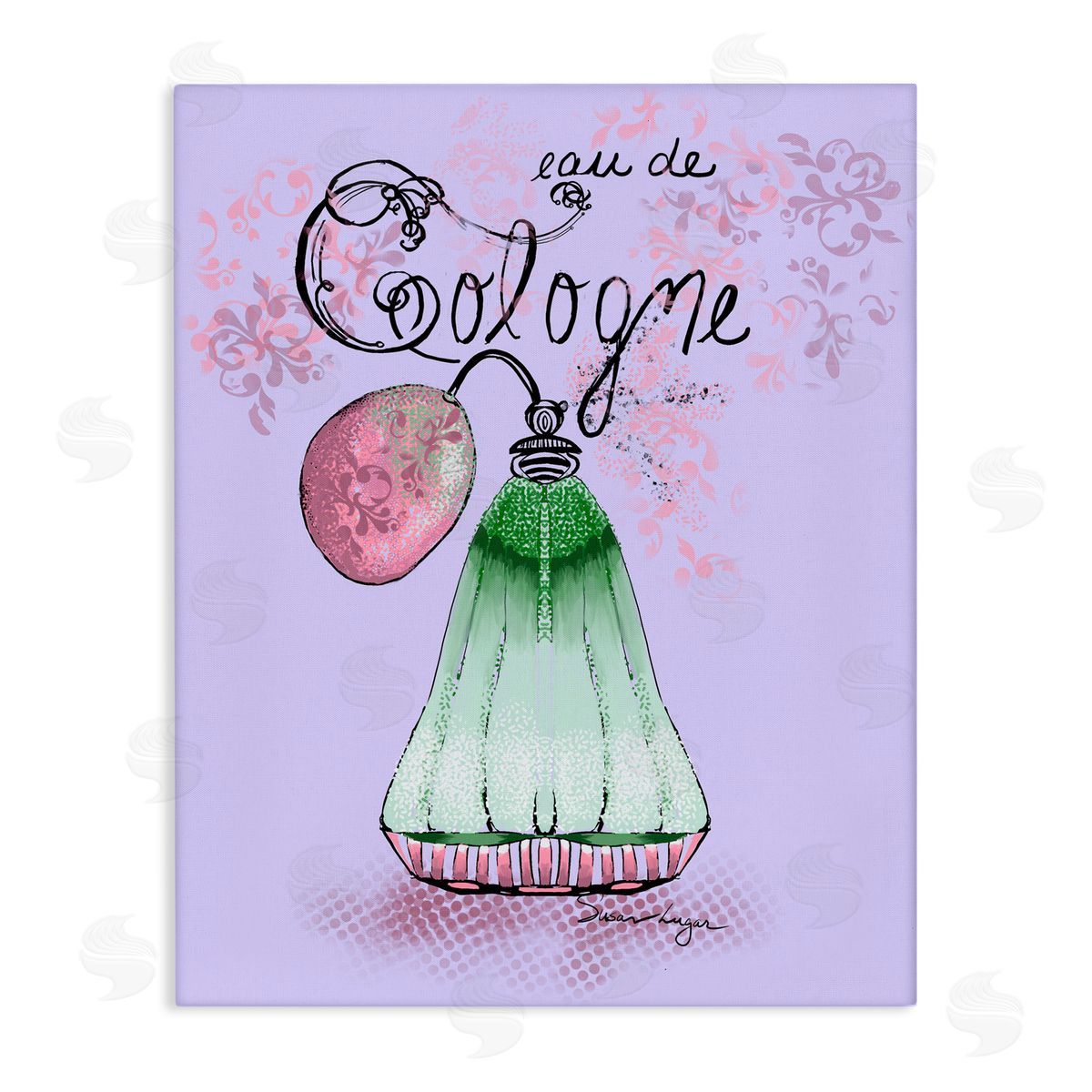Susan Lugar Eu De Cologne on Purple Canvas Wall Art Print