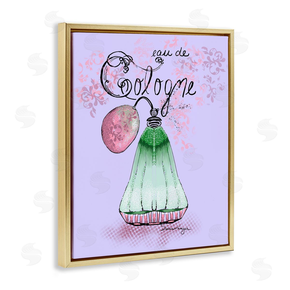 Susan Lugar Eu De Cologne on Purple Canvas Wall Art Print