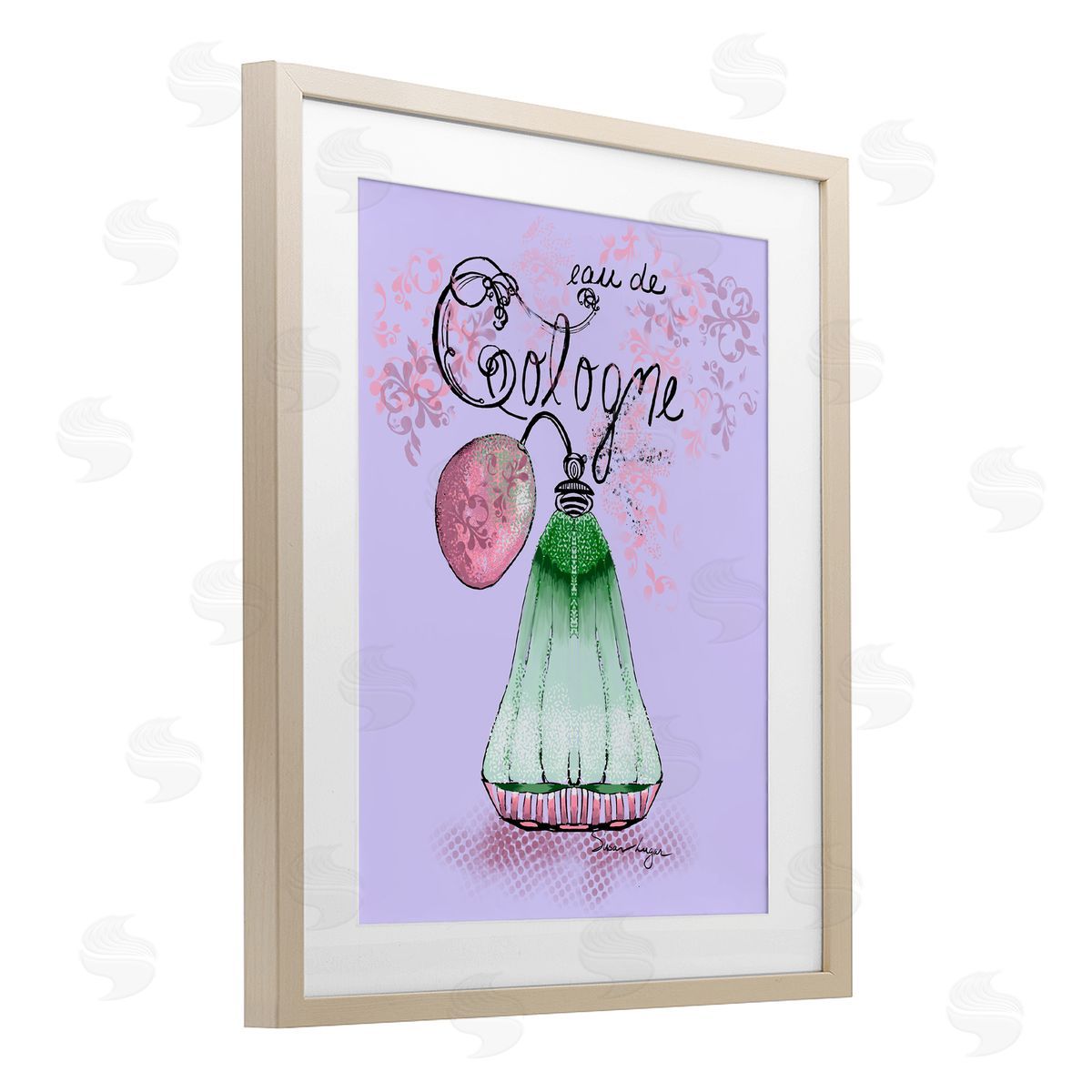 Susan Lugar Eu De Cologne on Purple Canvas Wall Art Print