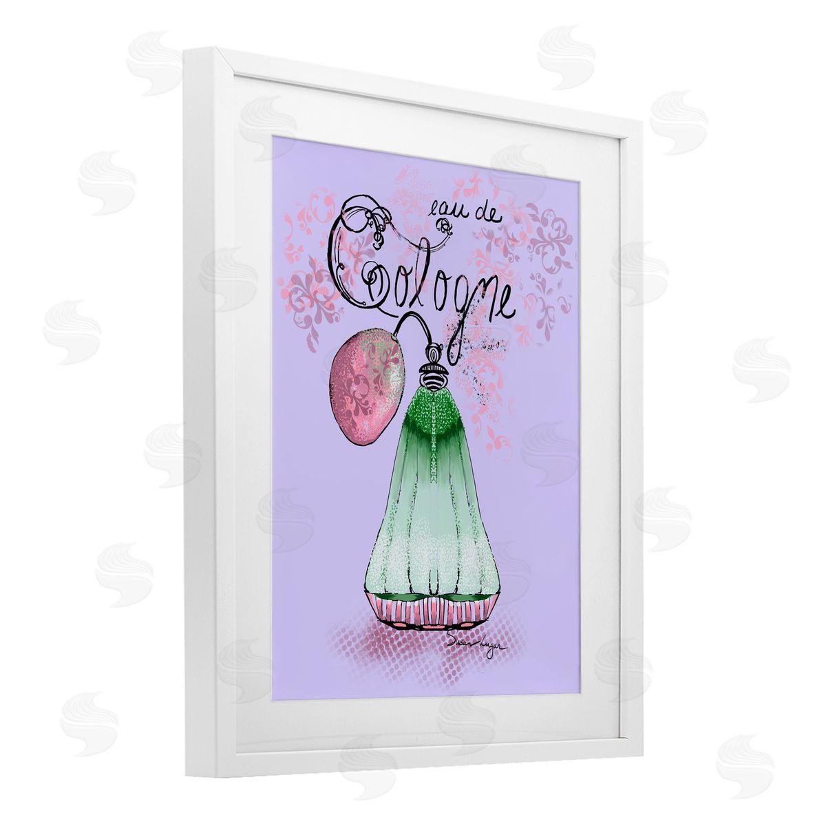 Susan Lugar Eu De Cologne on Purple Canvas Wall Art Print
