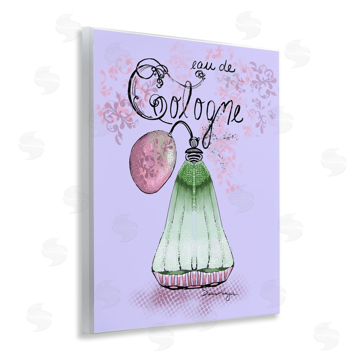 Susan Lugar Eu De Cologne on Purple Canvas Wall Art Print