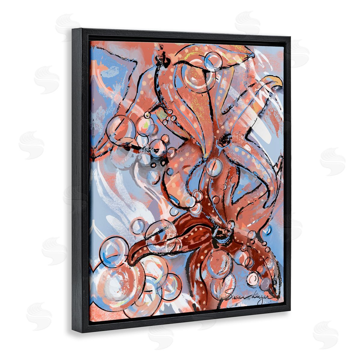 Susan Lugar Aquatic Starfish And Bubbles Canvas Wall Art Print