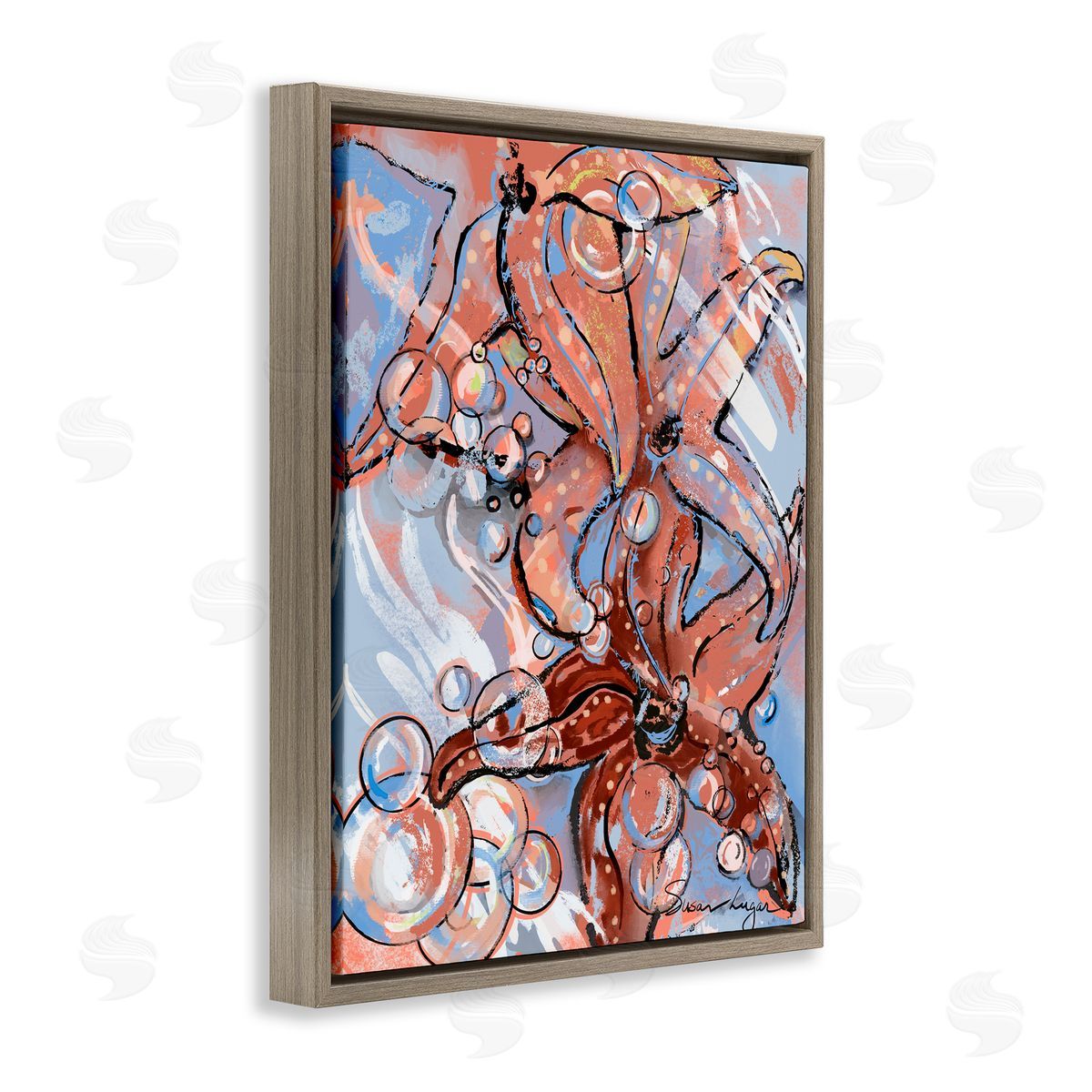 Susan Lugar Aquatic Starfish And Bubbles Canvas Wall Art Print