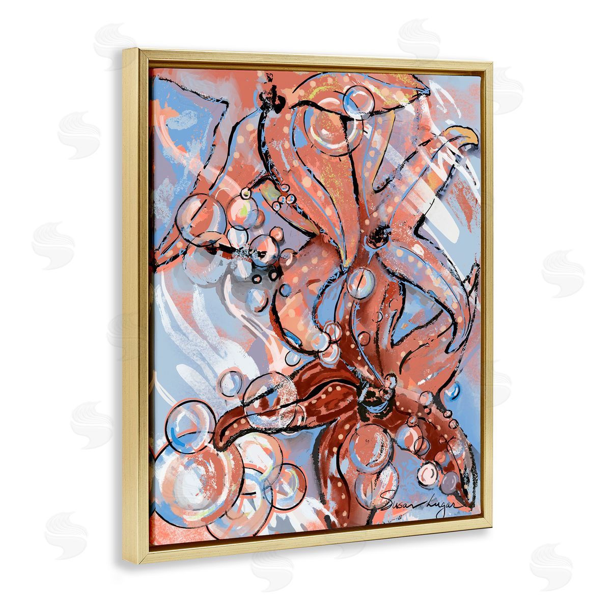 Susan Lugar Aquatic Starfish And Bubbles Canvas Wall Art Print