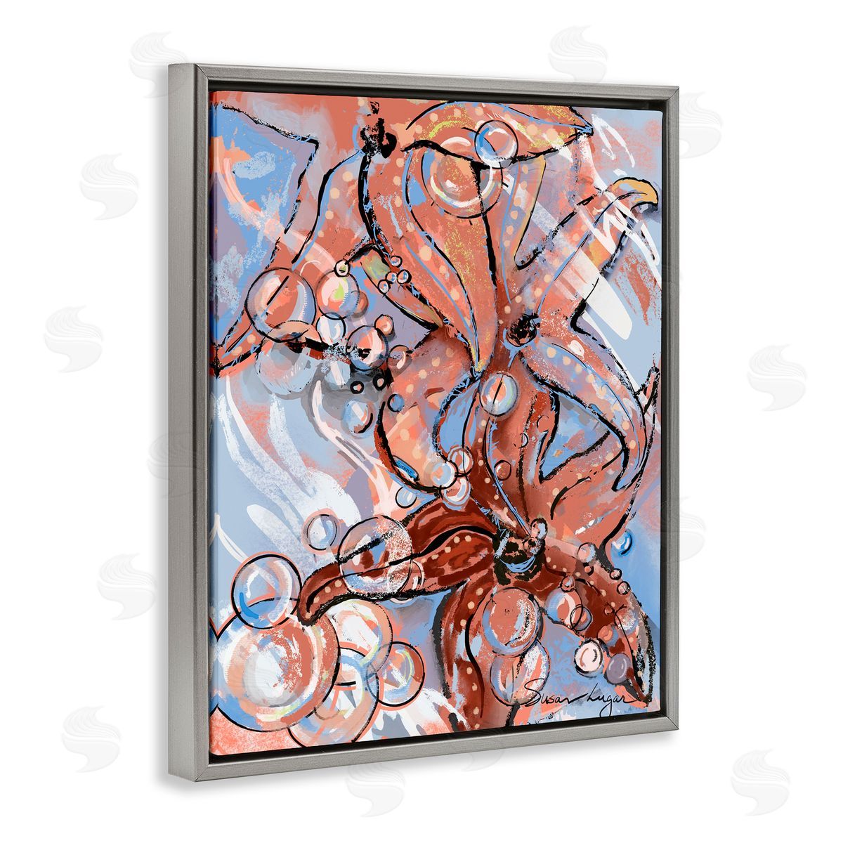 Susan Lugar Aquatic Starfish And Bubbles Canvas Wall Art Print