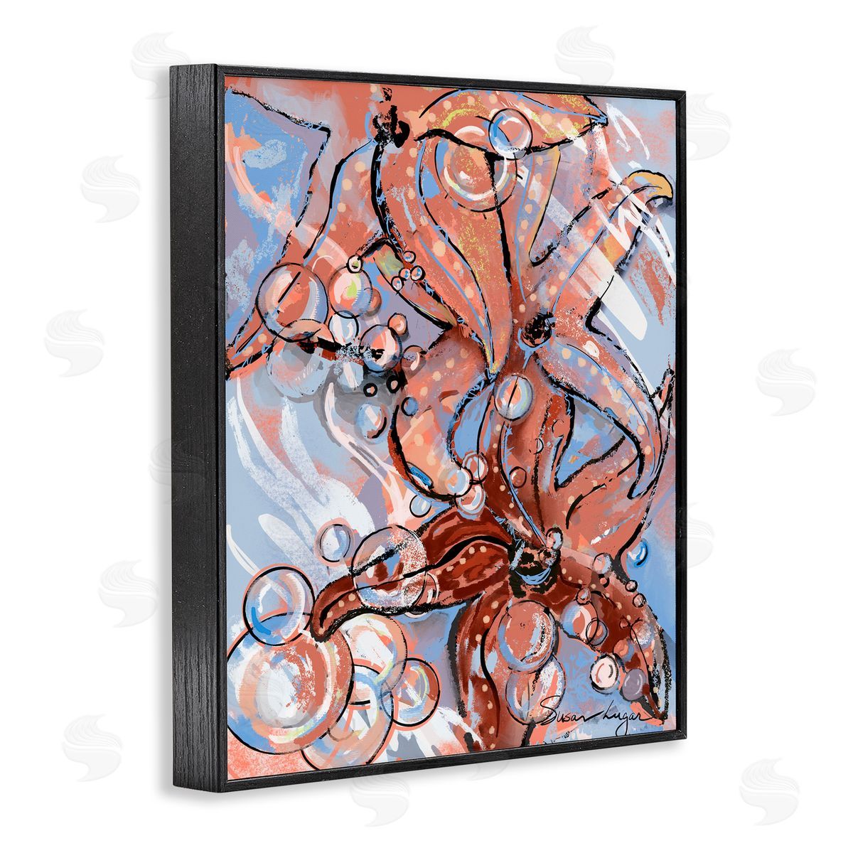 Susan Lugar Aquatic Starfish And Bubbles Canvas Wall Art Print
