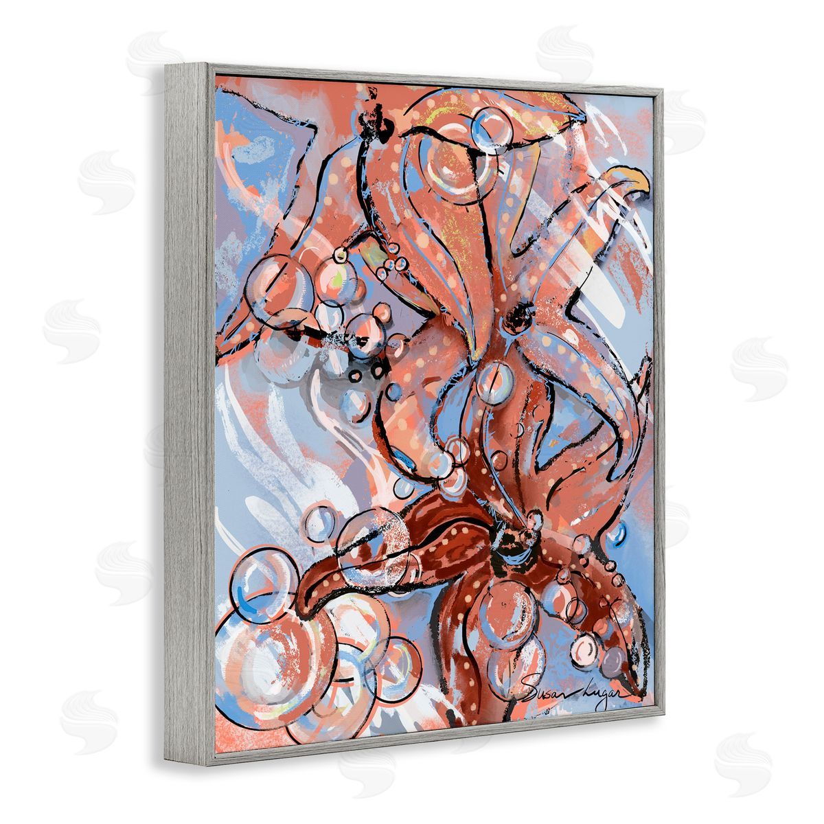 Susan Lugar Aquatic Starfish And Bubbles Canvas Wall Art Print