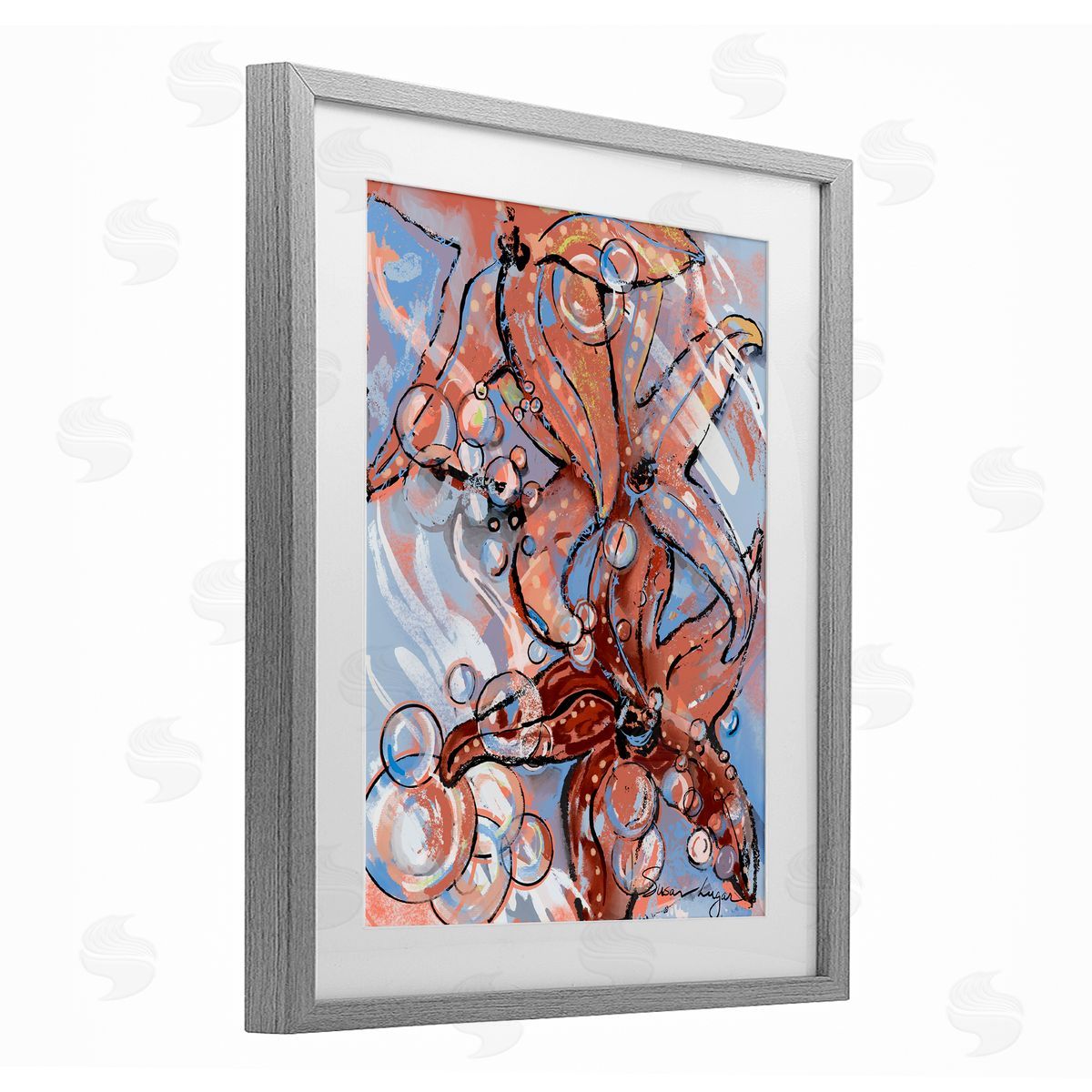 Susan Lugar Aquatic Starfish And Bubbles Canvas Wall Art Print