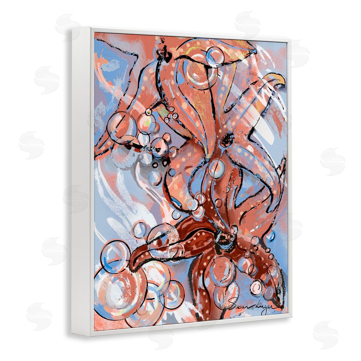Susan Lugar Aquatic Starfish And Bubbles Canvas Wall Art Print