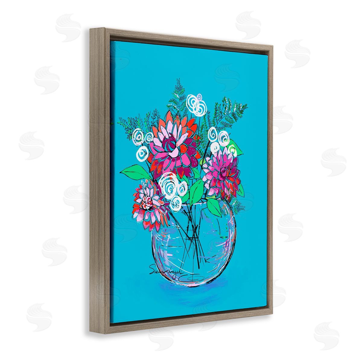 Susan Lugar Dahlias in Clear Vase Canvas Wall Art Print