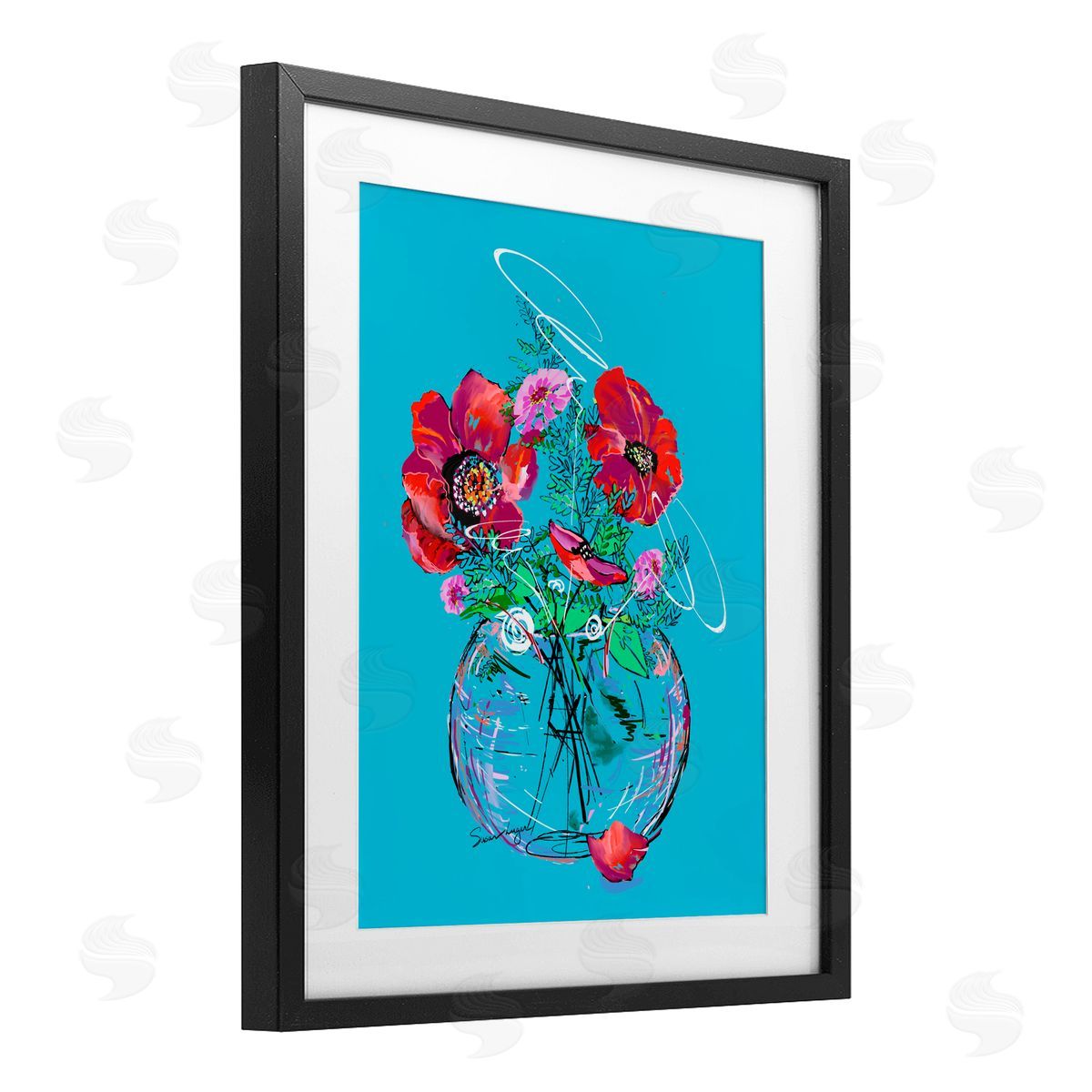 Susan Lugar Vivid Poppies in Clear Vase Canvas Wall Art Print