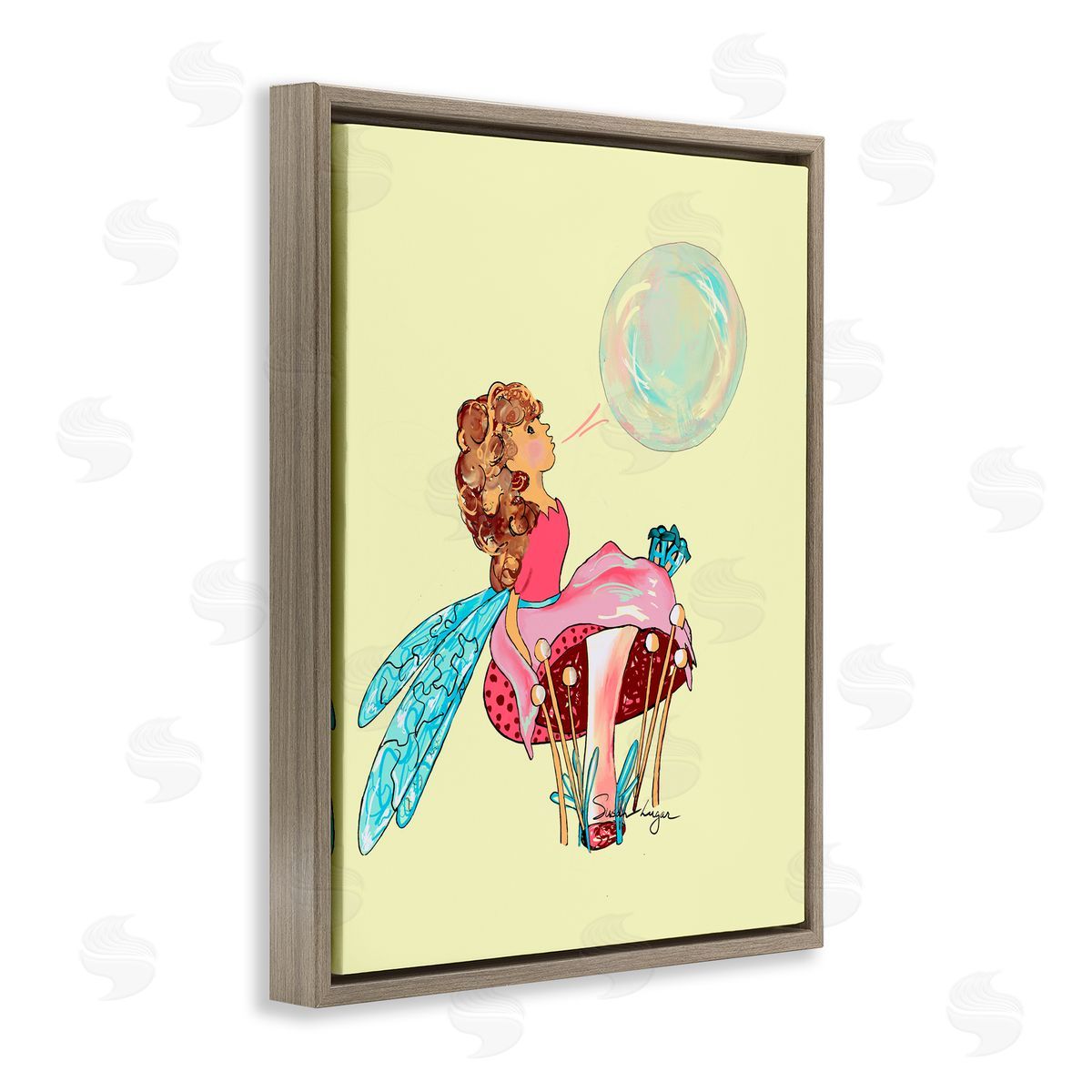 Susan Lugar Ballerina Fairy on Yellow Canvas Wall Art Print