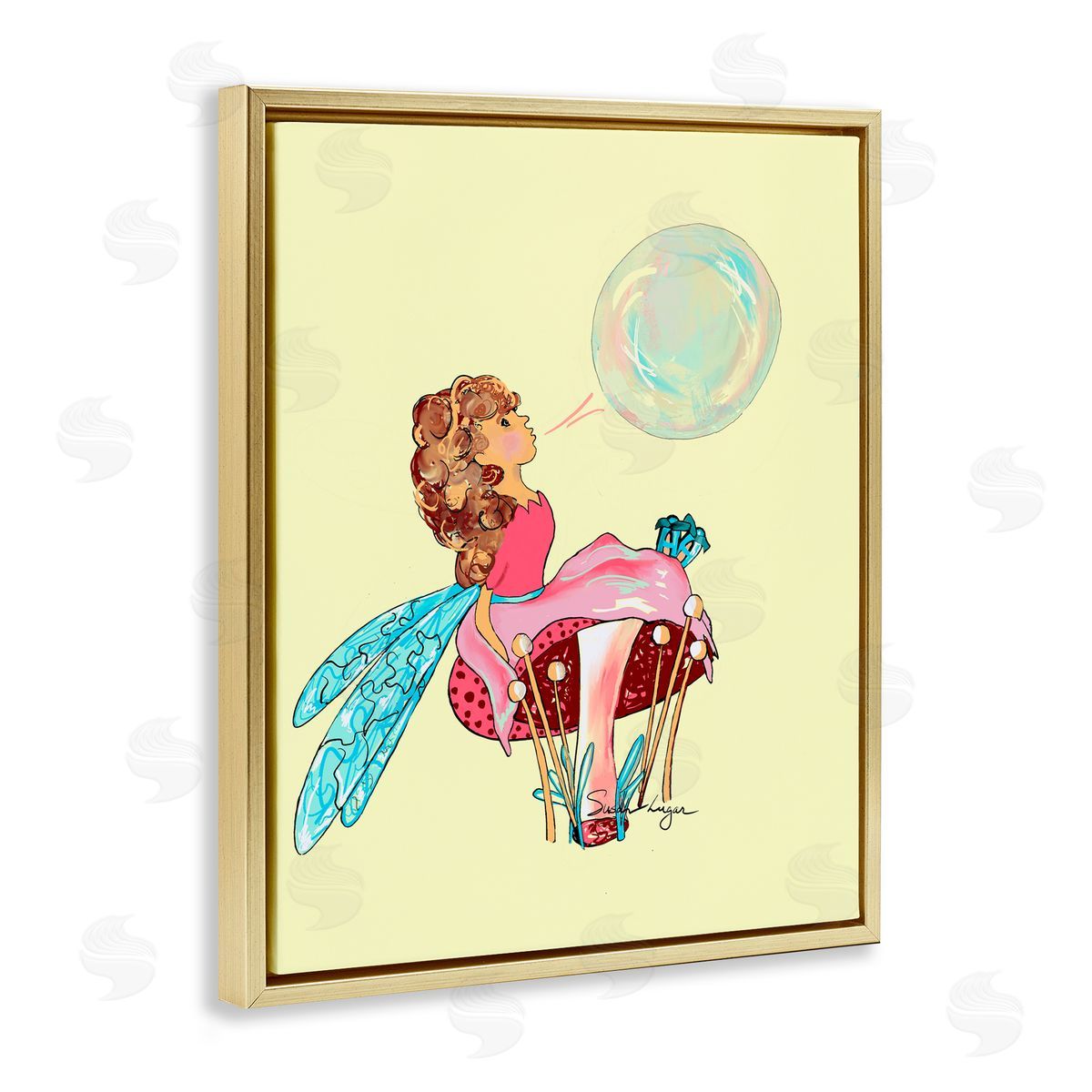Susan Lugar Ballerina Fairy on Yellow Canvas Wall Art Print