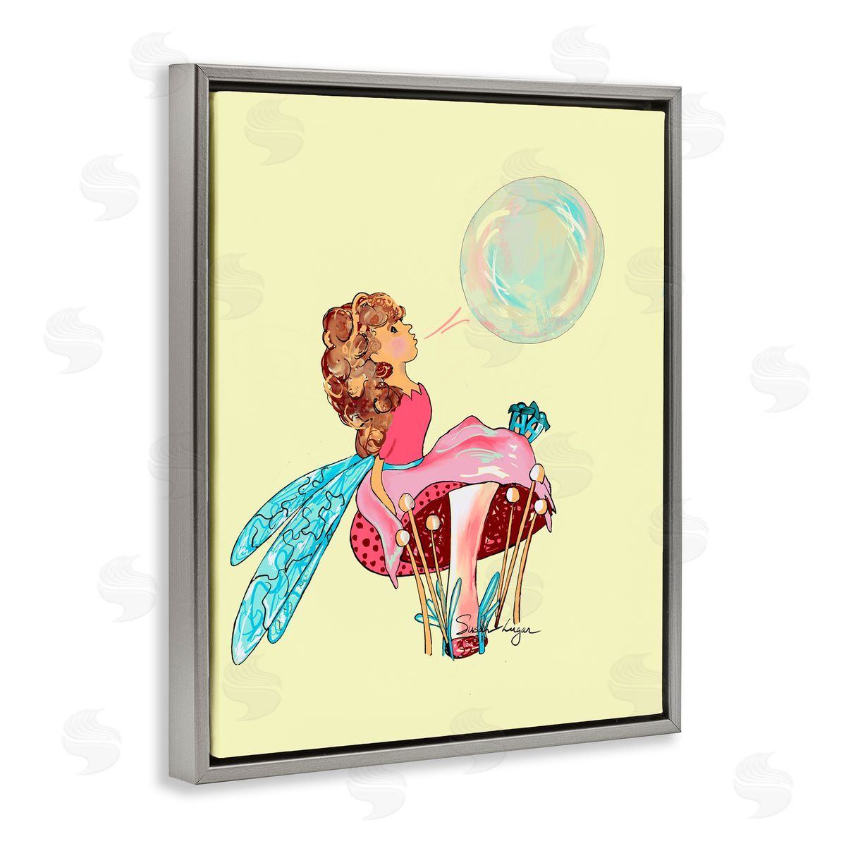 Susan Lugar Ballerina Fairy on Yellow Canvas Wall Art Print