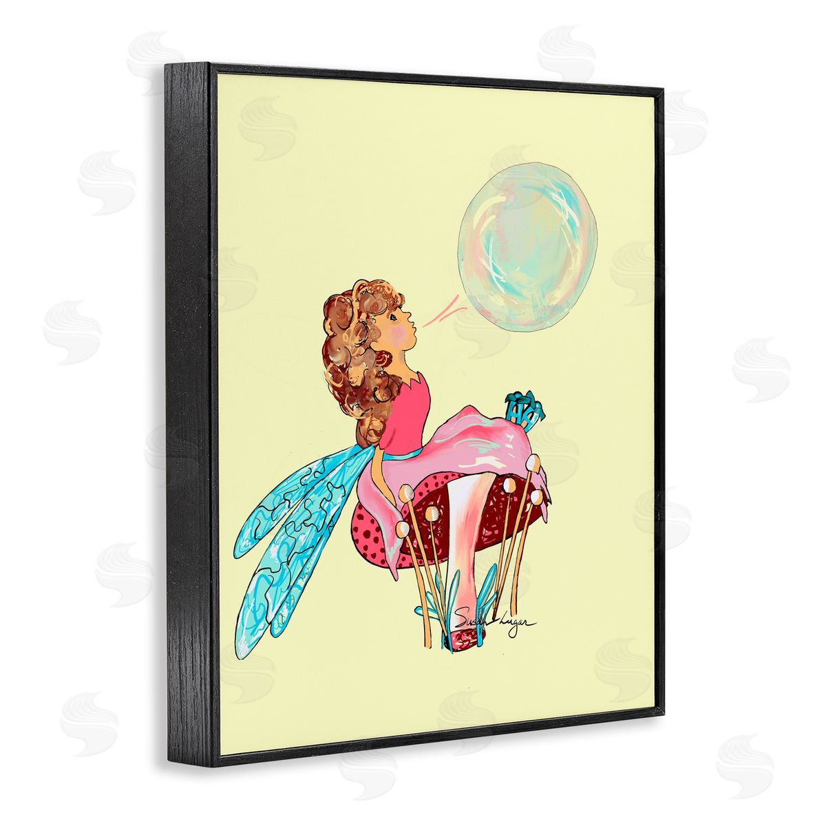 Susan Lugar Ballerina Fairy on Yellow Canvas Wall Art Print