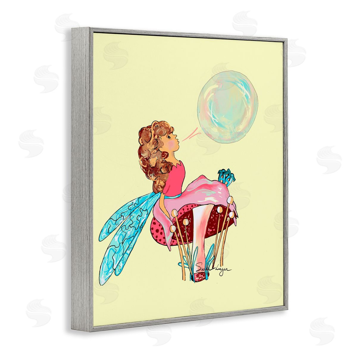 Susan Lugar Ballerina Fairy on Yellow Canvas Wall Art Print