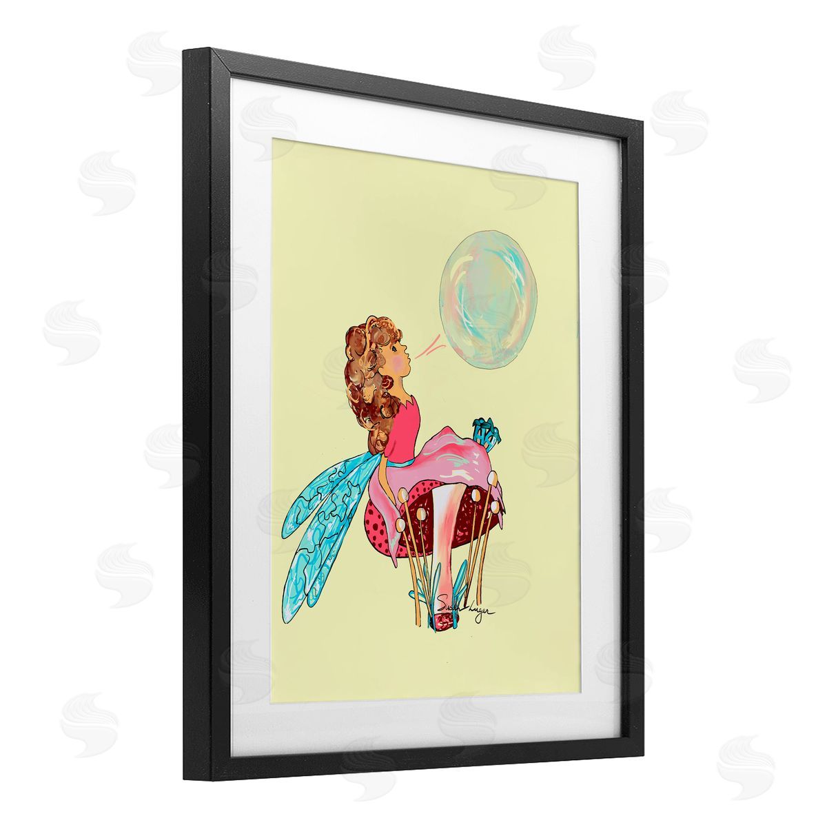 Susan Lugar Ballerina Fairy on Yellow Canvas Wall Art Print