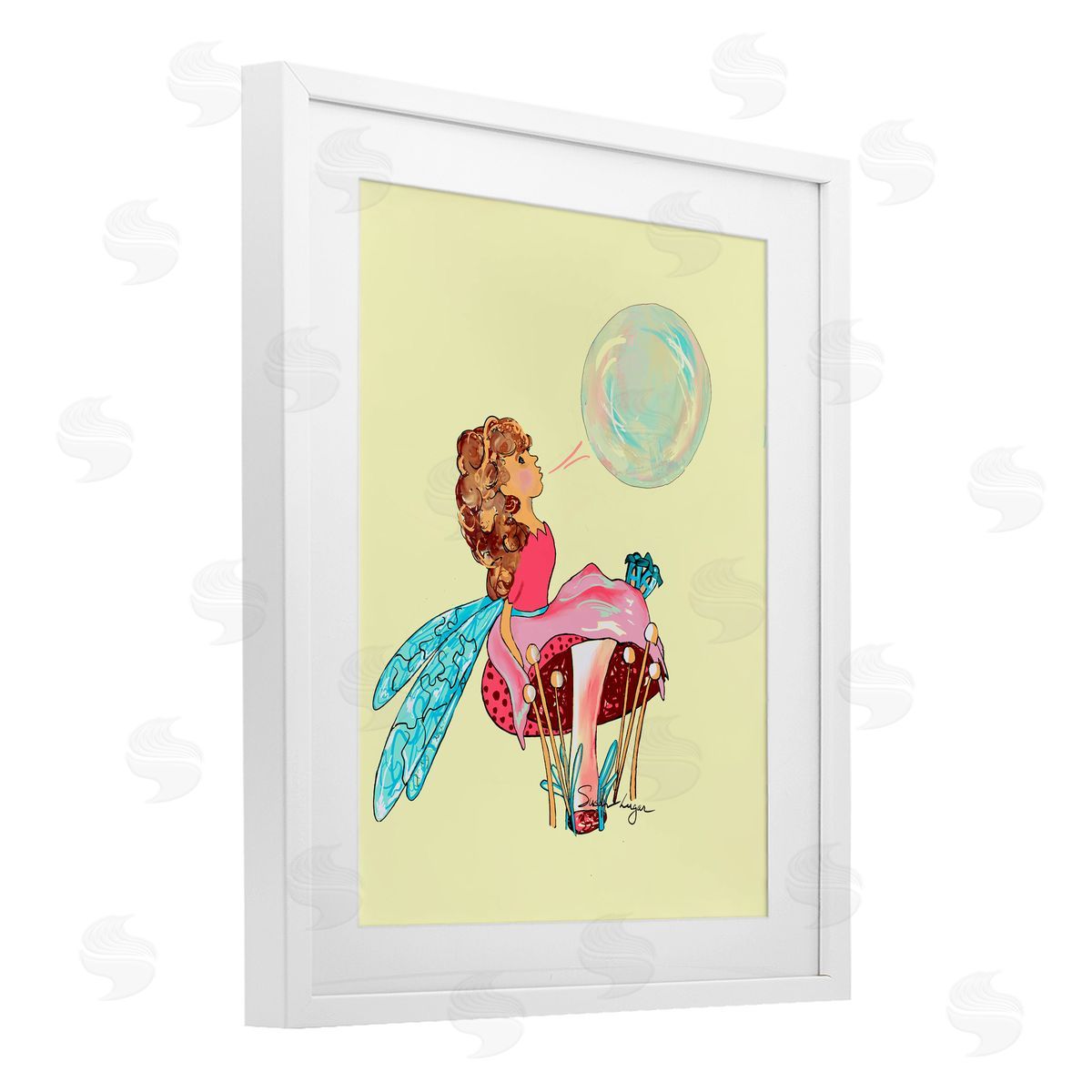Susan Lugar Ballerina Fairy on Yellow Canvas Wall Art Print