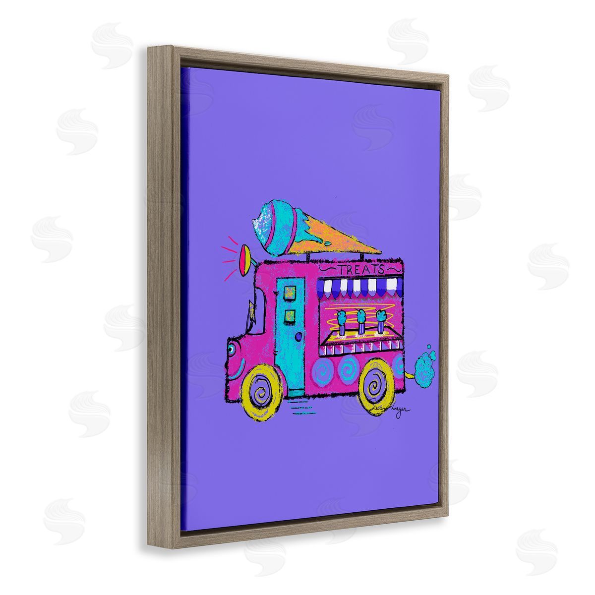 Susan Lugar Vibrant Purple Ice Cream Truck Canvas Wall Art Print