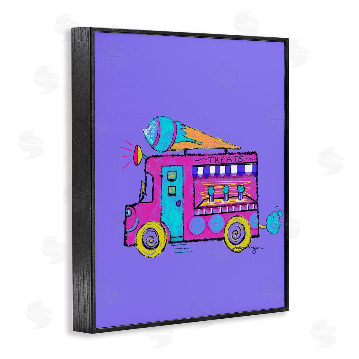 Susan Lugar Vibrant Purple Ice Cream Truck Canvas Wall Art Print