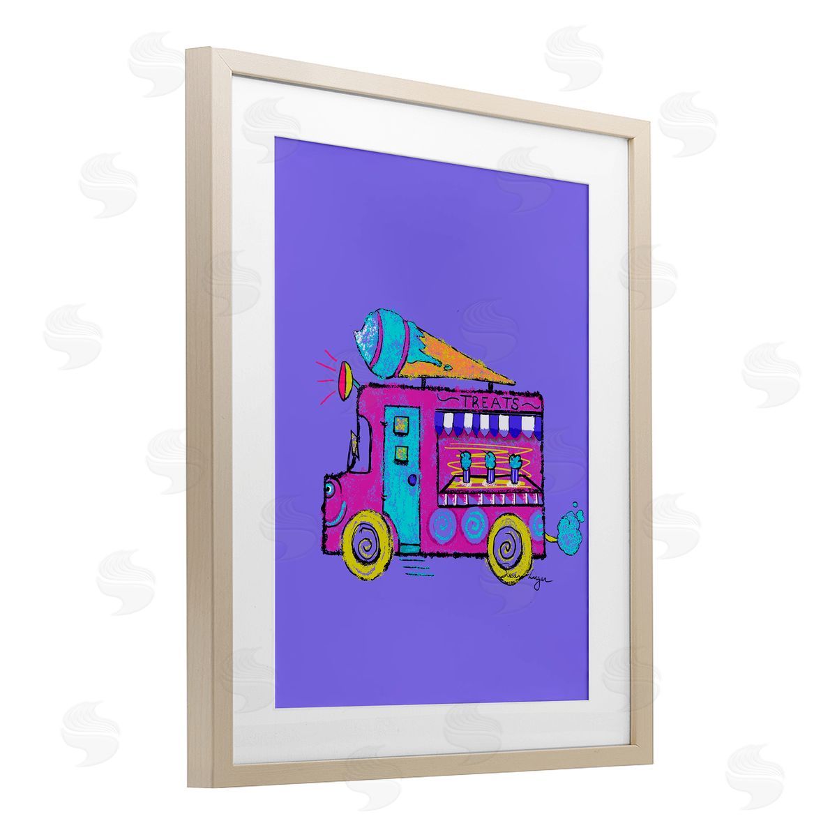Susan Lugar Vibrant Purple Ice Cream Truck Canvas Wall Art Print