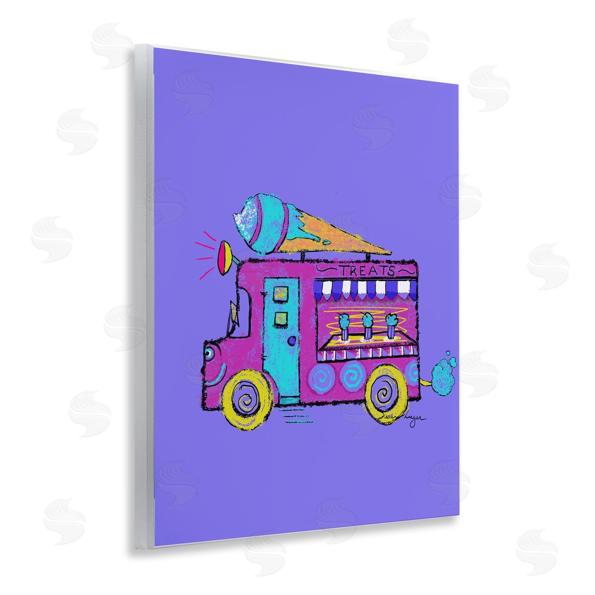Susan Lugar Vibrant Purple Ice Cream Truck Canvas Wall Art Print