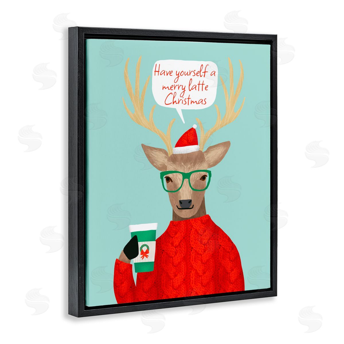 Jilly Jack Designs Hipster Deer Merry Latte Canvas Wall Art Print
