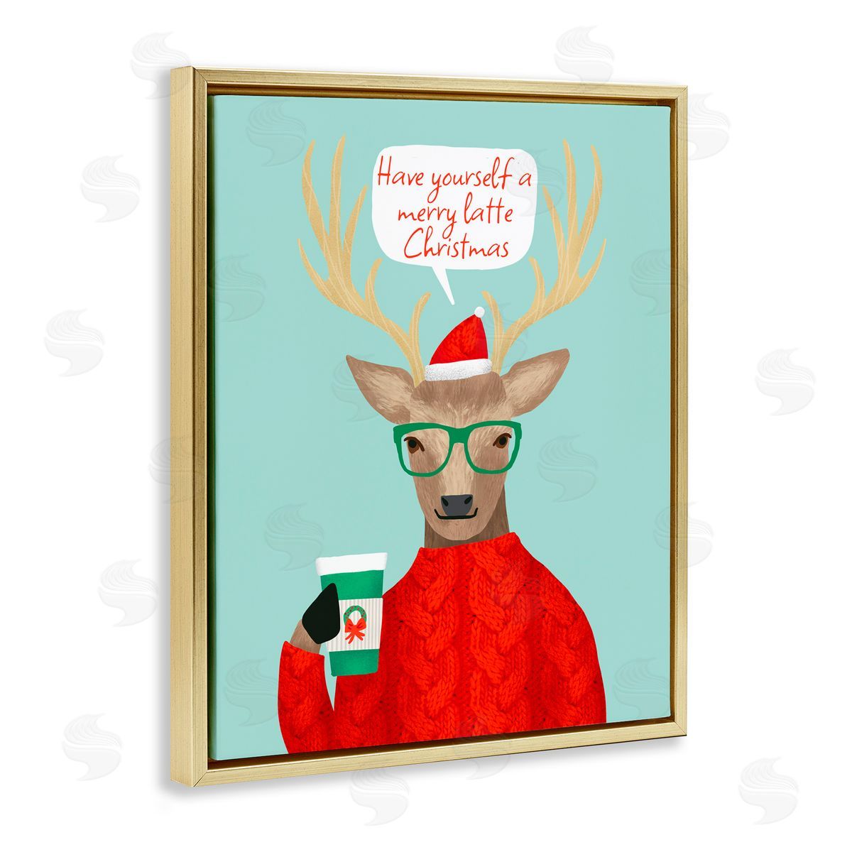 Jilly Jack Designs Hipster Deer Merry Latte Canvas Wall Art Print