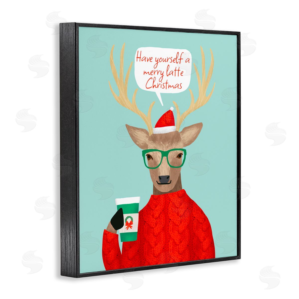 Jilly Jack Designs Hipster Deer Merry Latte Canvas Wall Art Print