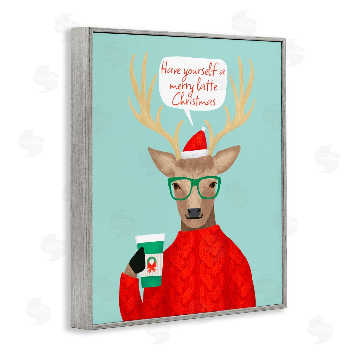 Jilly Jack Designs Hipster Deer Merry Latte Canvas Wall Art Print