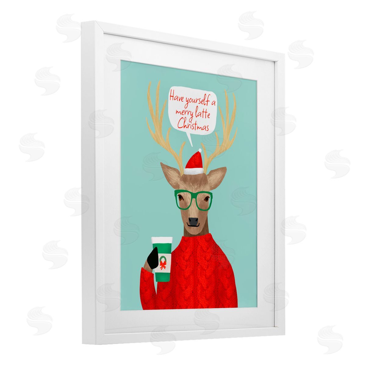 Jilly Jack Designs Hipster Deer Merry Latte Canvas Wall Art Print