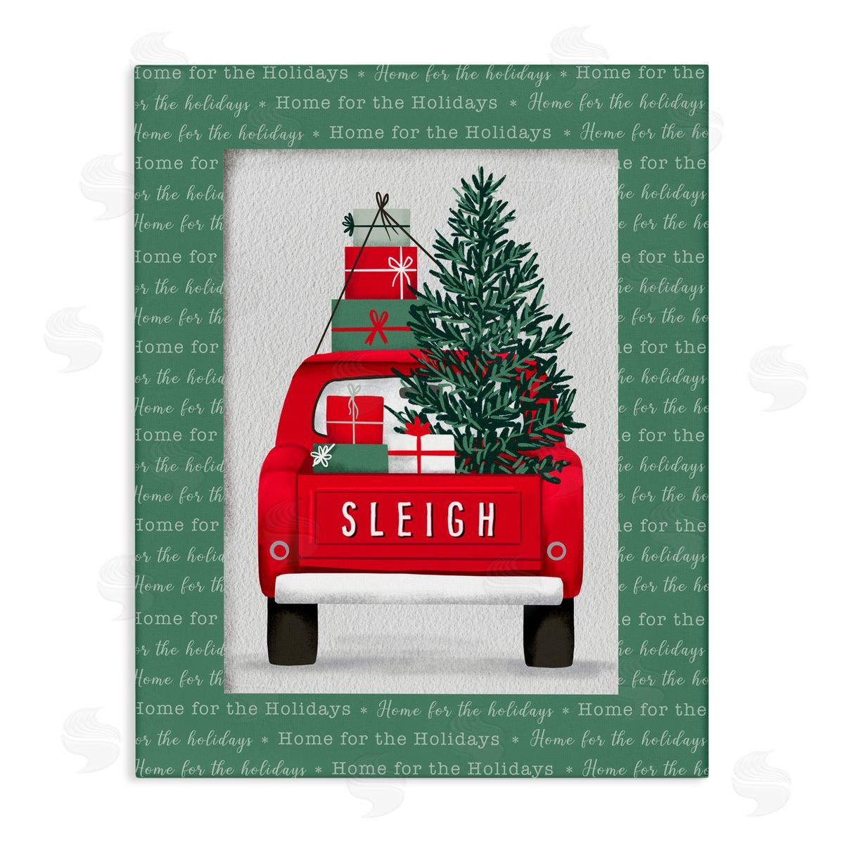 Jilly Jack Designs Sleigh Truck with Christmas Phrases Canvas Wall Art Print