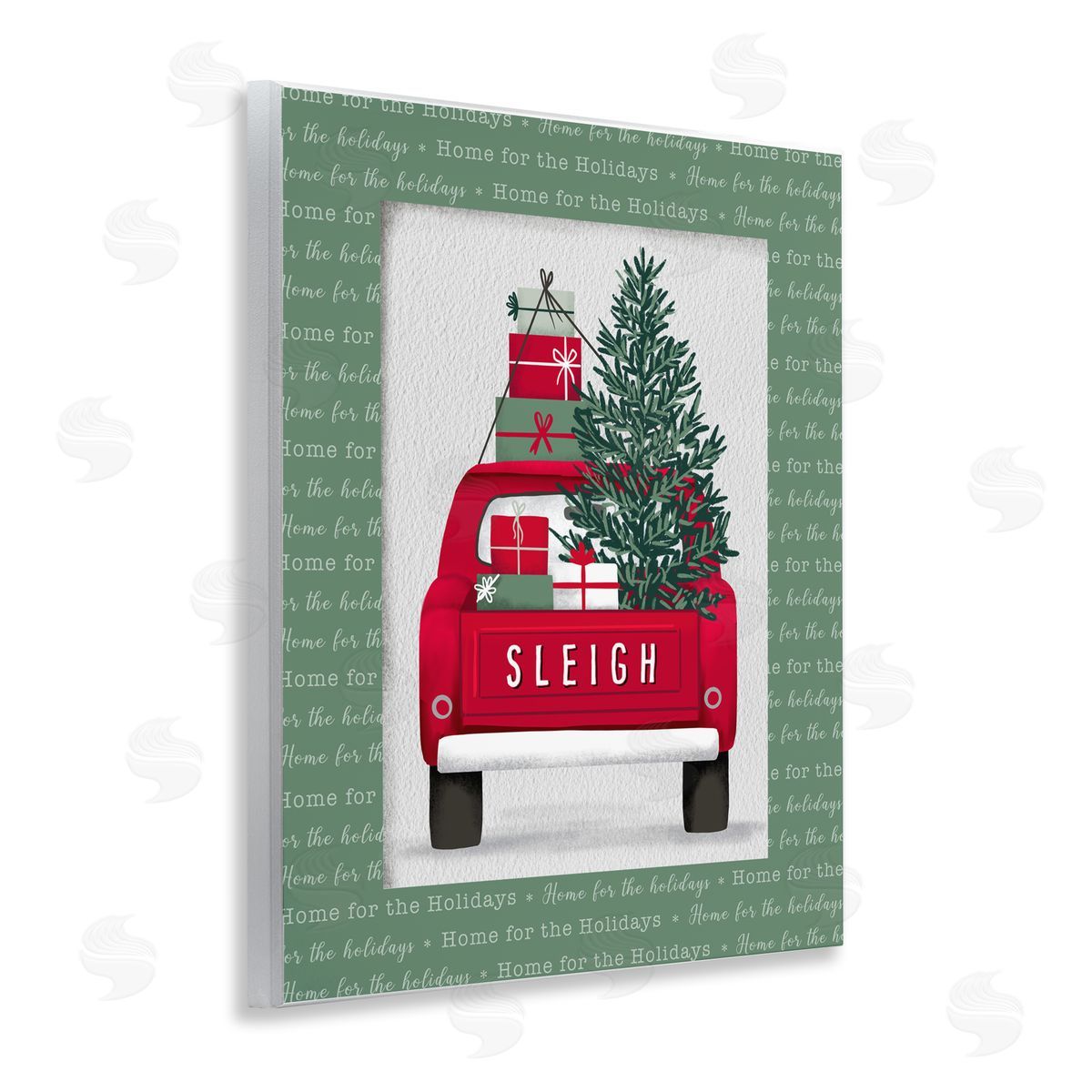 Jilly Jack Designs Sleigh Truck with Christmas Phrases Canvas Wall Art Print