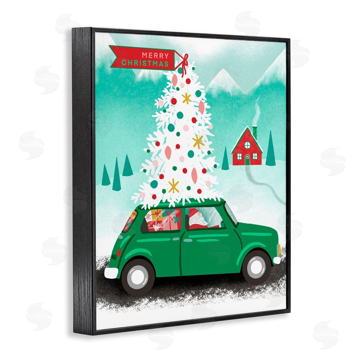 Jilly Jack Designs Santa Driving Christmas Car Canvas Wall Art Print
