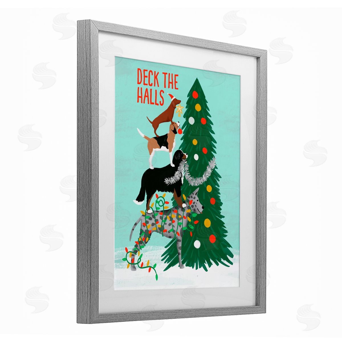 Jilly Jack Designs Deck The Halls Stacked Dogs Canvas Wall Art Print