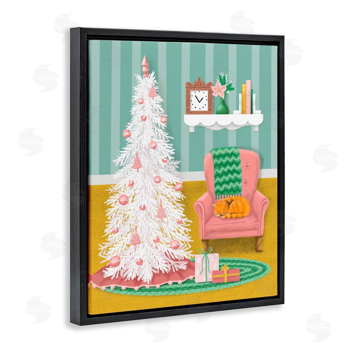 Jilly Jack Designs Pink Cozy Christmas Tree Interior Canvas Wall Art Print
